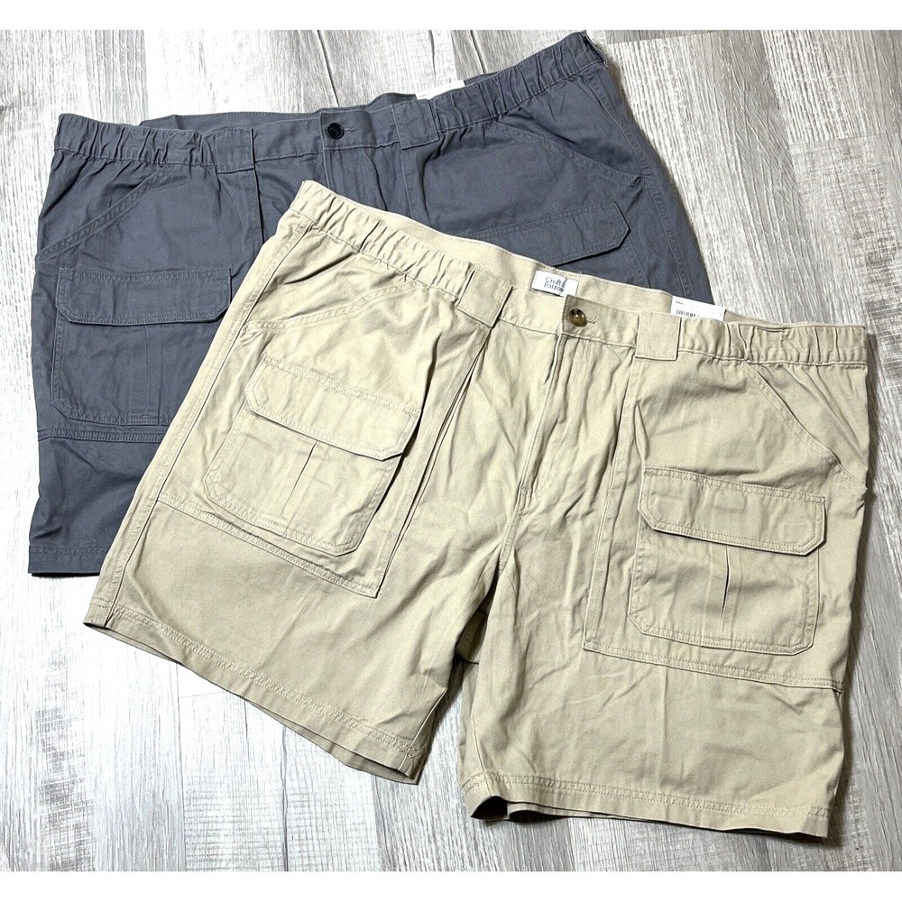 Lot of 2 Croft & Barrow Men's Cargo Shorts Tan Gray Size 52 NEW